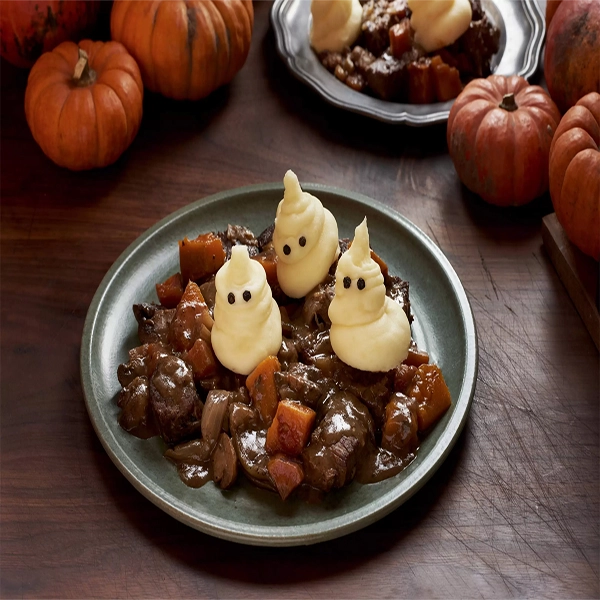 Scary Beef Casserole with Ghostly Potato Pals